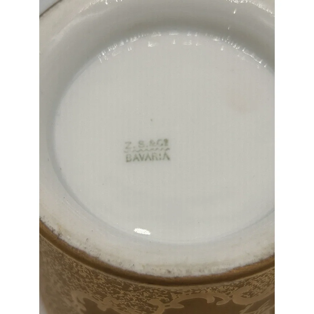 Antique Zeh, Scherzer & Co GildedGold Wash Porcelain Sugar / Creamer Cup Bavaria